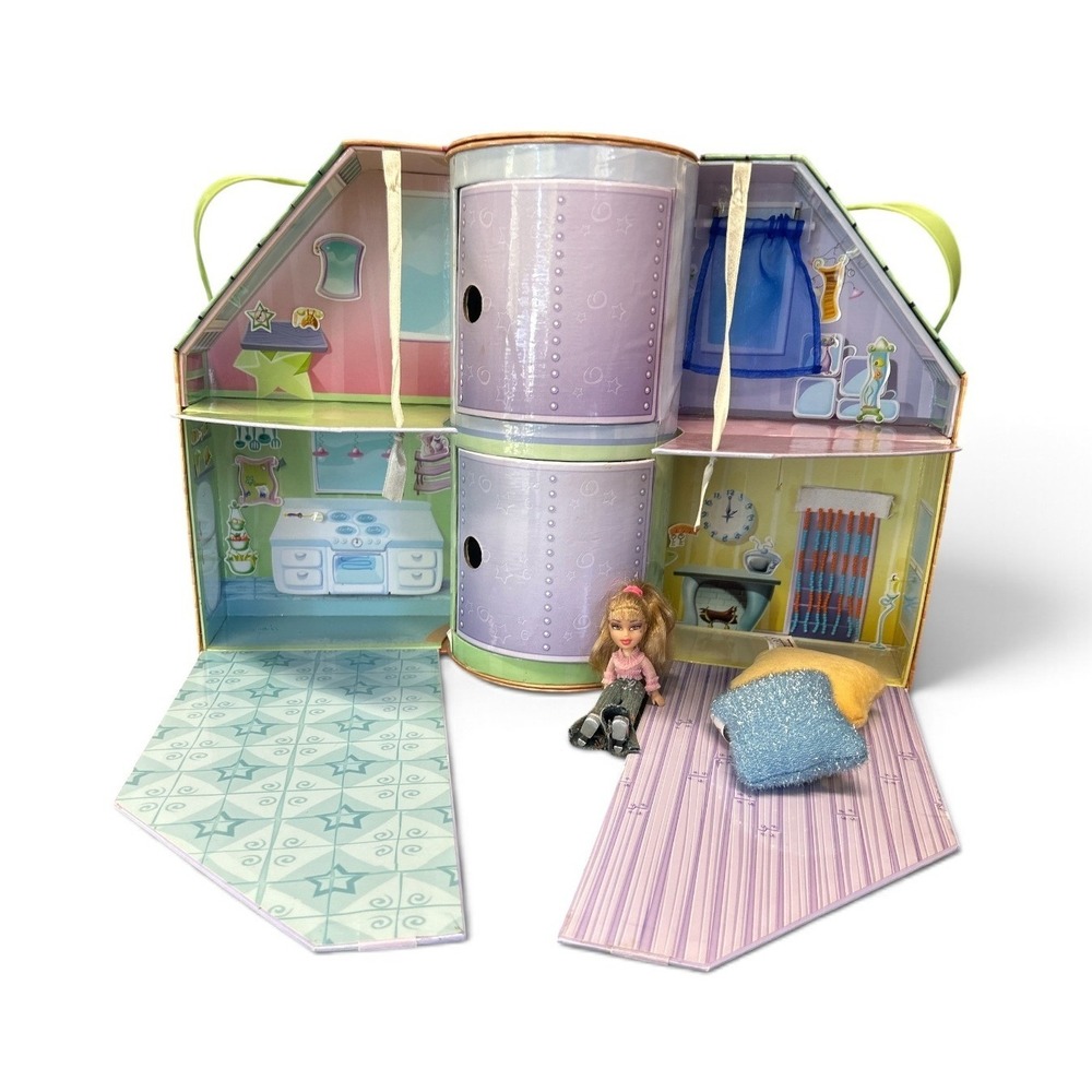 Vintage 2002 Lil Bratz Loungin Loft Portable Dollhouse Playset with Doll MGA